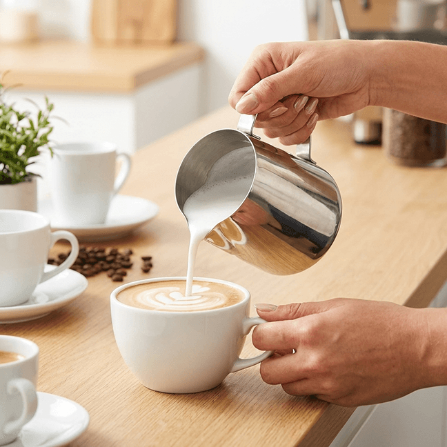 Fino 12 oz Stainless Steel Milk Frothing Pitcher for Coffee, Lattes & Tea view 3